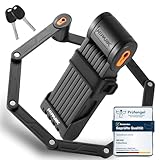 HIPARK Faltschloss Fahrrad, Fahrradschloss Faltschloss 100cm mit Schlüsseln, Fahrradschloss hohe Sicherheit mit Halterung, faltschlösser aus Legiertem Stahl für Fahrrad, E-Bike, Schwarz