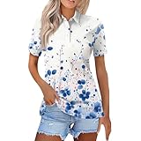 Generisch Poloshirt Für Damen Kurzarm Sportshirt Mit Druck Oberteil Mit Kragen Schnelltrocknend Funktions Atmungsaktiv Polohemd Für Golf Reiten Tennis Fitness Trainning Laufen Kostüm Sommer Türkis M