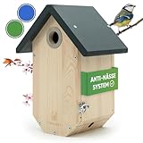 TWOCOZY Premium Nistkasten für Meisen | Kohlmeisen [SPECHTSCHUTZ & NESTSCHUTZ] wetterfest & verschraubt | Maße NABU konform | Vogelhaus zum Aufhängen für Meisen - 32 mm