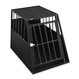 Defacto Hundetransportbox Alu Hundebox Reisebox Autobox Gittertür abschließbar Aluminium Transportbox für Hunde Tiertransportbox (Schwarz, (XL) 91X65X69 cm)