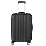 LALAHO Hartschalen-Koffer Trolley Rollkoffer Reisekoffer Handgepäck 4 Rollen (M-L-XL-Set) (Schwarz, XL)