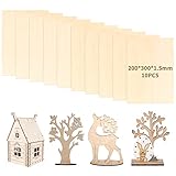 10 Stück Sperrholz Balsaholz Platten 200 x 300 x 1,5 mm, Balsa Holzblätter Balsabretter für Laubsäge Handwerk Basteln, Malerei, Dekorationen