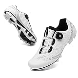 Fahrradschuhe MTB Herren,Rennradschuhe Damen,Radschuhe Kompatible SPD/SPD-SL Lock System Mountainbike Schuhe,Weiß,39