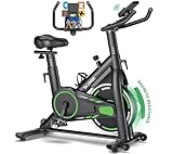 Heimtrainer Fahrrad mit APP, SLUNSE Hometrainer Ergometer mit LCD-Monitor, Leises Magnetisch Spinning Bike Indoor mit Verstellbarem Widerstand, Fitnessbike bis 180KG für Kardio-Training zu Hause
