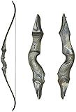 Obert Black Hunter 60 Zoll Profi Bogenschießen Takedown Recurvebogen Set 20-64lbs Rechtshand Holzbogengriff Jagdbogen für Erwachsene Sportbogen