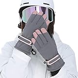 REITINGE Wasserdichte Winterhandschuhe für Damen, Blumenstickerei, thermisch isoliert, warm, Outdoor, Radfahren, Snowboard