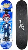 Sefulim 31 x 8 Zoll komplettes Skateboard 7-Schicht kanadischer Ahorn Double Kick Deck Concave Cruiser Trick Skateboard für Jungen Mädchen Teens Erwachsene Anfänger (AI Boy)