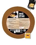 FRITZTOWN® Air Fryer Paper – 100 Stück, 20 cm Rund | Antihaft Backpapier für Heißluftfritteusen | Kompatibel mit Ninja COSORI Philips Cecotec Midea Russell Hobbs XL XXL Airfryer