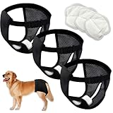 MUNSKT 3 Pack Hunde Läufigkeit Unterhose Hunde Windeln mit 9 Damenbinden Waschbare Schutzhöschen Verstellbare Schutzhose Schwarz (XL)