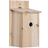 Outsunny 2er Set Nistkasten Wildvögel für kleine Vögel Vogelnistkasten aus Holz Vogelhaus Vogelfutterhaus Natur 15 x 14 x 30 cm