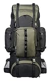 Amazon Basics Wanderrucksack mit Innengestell und Regenschutz, 65 L, Grün