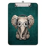 Hnogri Klemmbrett A4 Kunststoff, Mode-Design Klemmmappe A4 Bürobedarf & Schreibwaren für Rechtsanwälte Schüler Lehrer und Kinder, Clipboard Standardgröße 32 x 22 CM, Elefant