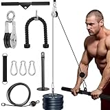 Forbabe Kabelzug Fitness,Latzug Fitness Pulley System mit Trizepsseil und Gerader Stange, DIY Rücken Arm Trainingsgerät Home Gym Workout Equipment