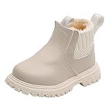 Generisch Stiefel Mädchen, Boots Mädchen aus PU Leder Stiefeletten Kinder Elegante Mittelere Stiefel Profilsohle Reitstiefel Dicke Sohle Schuhe Herbststiefel Winterstiefel für Freizeit Party