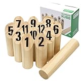 KUWUNG Kubb Wikingerspiel, Wurfspiel Kinder Outdoor, Kubb Wikingerschach, Naturbelassenes Holz, Kubb Spiel für Kinder Erwachsene Outdoor Spiele