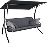 Angerer Hollywoodschaukel Elegance Smart – Schaukel zum Sitzen, Liegen & Entspannen, inkl. Bett-Funktion, einfache Montage, Made in Germany, hochwertiger Stoff, Grau