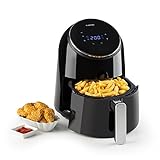 Klarstein AirVital - Heißluftfritteuse, Fritteuse, AirFryer, 1300 W, 2,5 L Füllmenge, fett-frei Frittieren, Backen, Grillen, Rösten, 8 Programme, CeraPlus Anti-Haft-Beschichtung, schwarz