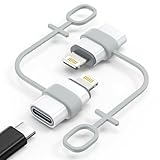 MoKo USB C auf Lightning Adapter 2Stück, Adapter USB C auf Lightning mit Schnelles Laden Anti Verlust Seil für iPhone 14/13/12/11/X, Pad Pro/Air 5/Mini 6, Pod Nano/Touch, Nicht für Audio/OTG, Weiß