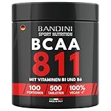 Bandini® VERZWEIGTKETTIGE AMINOSÄUREN BCAA 8 1 1 | 500 Tabletten mit fermentierten Aminosäuren, mit Vitamin B1 und B6 | 8.1.1 mit Leucin, Isoleucin, Valin | Intra-Pre-Post-Workout – Fürs Fitnessstudio