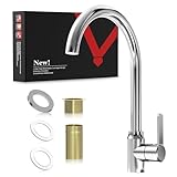 BendStream Wasserhahn Küche，304 Lebensmittelecht, Drehbarer 360°-Auslauf mit Doppelrohrsystem für Kalt- und Heißwasser, DE-Norm-Anschlüsse