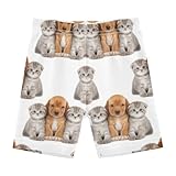 Mädchen-Fahrradhose aus Baumwolle, niedlicher Hunde- und Katzendruck, Weiß, Kleinkind, Sommerkleidung, Cartwheel Tanz-Unterhose, 4T, Niedlicher Hund und Katze, Weiß, 5 Jahre