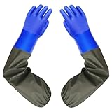 Lange wasserdichte Gummihandschuhe, Aquarium-Handschuhe, wasserdicht, lange Schutzhandschuhe schützen Ihre Hände vor Öl, Säuren und Alkali, Chemikalien und Kohlenwasserstoffen, 70 cm (Blau)