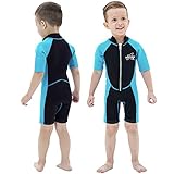 NATYFLY Kids Shorty Neoprenanzug 2.5mm Kinder Neopren Thermal Badeanzug UV-Schutz Badeanzüge für Mädchen Jungen One Piece WetSuits (Blau, 6 Jahre)