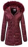 Chrisuno Damen Warm Winter Mantel Dicke Puffer Jacke, weinrot, X-Large