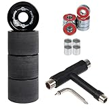 FunTomia 4 Stück Longboard/Skateboard Rollen (Big Wheels) in 70x51mm 80A oder 70x51mm 86A inkl. Mach1® Kugellager, Metall Spacer und T-Tool