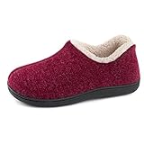 ULTRAIDEAS Hausschuhe Damen Plüsch Slippers Winter Wärme Pantoffeln Bequeme Memory Foam Filzpantoffel Gemischte Baumwolle Non-Slip Gummisohle im Innen- und Außenbereich,Rot,40 EU