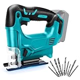 Akku Stichsäge Kompatibel für Makita 18V Akku, 750W Stichsäge mit Arretierung und stufenlosem Geschwindigkeitsschalter, max.45°Schrägschnitte, Schneller Blattwechsel für Holz PVC Metall (Ohne Akku)