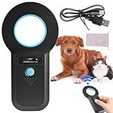 Haustier ID Lesegerät, Tierchip Lesegerät Mikrochip Lesegerät für Hunde/Katze Haustier Mikrochipscann Hund Microchip Scanner Haustier ID Pet Scanner Haustier Chiplesegerät für Tierverfolgung, Schwarz