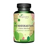 ROSSKASTANIENEXTRAKT Kapseln Vegavero® | 100% BIO | 800 mg Extrakt mit Weinlaub & Acerola Vitamin C | Vergleichssieger 2024* | Aescin & Polyphenole | 120 Venen Kapseln | Vegan & Ohne Zusätze