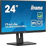 iiyama Prolite XUB2463HSU-B1 60,5cm 23,8' IPS LED-Monitor Full-HD 100Hz HDMI DP USB3.2 Slim-Line Höhenverstellung Pivot FreeSync Energieklasse B schwarz