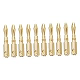 SHINEOFI 10Stücke Vergoldete Bananenstecker Audio für Lautsprecherkabel Hochwertige Kupferverbindung Oxidationsbeständig Langlebig für HiFi Anlagen