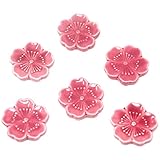 AKOAK Sakura Essstäbchenhalter aus Keramik, eleganter Essstäbchenhalter, Besteckhalter, Messer, Gabel, Löffel, japanischer Stil, Keramik, Heimdekoration, Essstäbchenhalter (6 Stück) (Rosa)