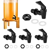 4 Stück Getränkespender Zapfhahn, Abfüllhahn für Bierkübel aus Kunststoff, Wasserspender Ersatzzapfen, für Kalte und heiße Getränke, Bierfass, Glas, Kaffee, Saft, Trinkbrunnen (Schwarz)