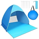 JOPHEK Pop-Up Beach Shelter, Beach Tent UPF 50+Portable Beach Tent Small Pack Size, Includes Carry Bag and Pegs, Blue