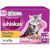 Whiskas Junior Geflügelauswahl in Gelee, 48 x 85 g Beutel, Kitten Katzenfutter, 4er Pack (12 x 85 g)