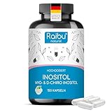 Inositol Kapseln, 2120mg Myo Inositol & D-Chiro pro Tag - Mit Vitamin B6, Folsäure & Chrom - Vegan, Ohne Zusätze & Laborgeprüft - 150 hochdosierte Kapseln, Raibu