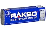 RAKSO Edelstahlwolle fein - 150g, 1 Banderole, rostfrei, hygienische Reinigung, reinigt, schleift, poliert im Nassbereich