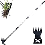 ROCKY&CHAO Unkrautstecher mit langem Stiel 150cm, 2-in-1 Unkraut Entferner Gerät & Gartenhacke, Manuelle Löwenzahnstecher für Gartenarbeit –Effektives Gartengerät gegen Unkraut