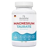Bandini® Magnesium Taurat 2000 mg pro Tag | 120 vegane Kapseln | Magnesiumtaurat Hochdosiert für Muskelfunktion | Hoher Gehalt | 160mg elementares Magnesium | Ohne Zusätze, glutenfrei, gut verträglich