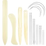 JAXICREY Falzbein, 4 Stück Falzbein für Papier Set Buchbinder Set Buchbinden Book Binding Set Falzstift Falzbeinwerkzeuge mit 14 Stück Ledernadel