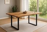 SAM Esstisch Mirabelle | 200 x 100 cm | Mangoholz massiv & Rough | Baumkante | U-Gestell Metall Schwarz | pflegeleichter Massivholztisch/Küchentisch/Esszimmertisch
