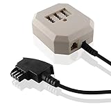 BestPlug 10 Meter Telefon Fax Kabel Adapter Verteiler Splitter Weiche | 1 TAE-F Stecker auf 1 TAE-F Buchse, 2 TAE-N Buchse und 1 RJ11 Buchse | Schwarz, Beige