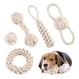 AnNissa Hundespielzeug Seil, 5 Stück Seilspielzeug für Kleine Hunde, Hundespielzeug für Zahnreinigung und Kauen, Geflochtenes Seil für Hunde, Interaktive Geflochtene Baumwolle Hundeseil Knoten