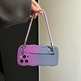 QGGNMGT Farbverlauf-Handgelenkbandhülle mit zweifarbigem Farbverlauf für iPhone 16 15 14 13 Pro Max 16e 12 11 X Xr Xs 8 7 Plus Se Armbandhalterungsabdeckung (für iPhone XS Max/PurpleGreyGW)