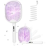 WOCVRYY Elektrische Fliegenklatsche Extra Stark 4000V 1800mAh 3 in 1 Akku Aufladbar Elektro Mückenklatsche mit Type C Wiederaufladbarer LED-Licht Fly Fliegen Killer Zusammenklappbar für Indoor Gärten