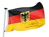 FLAGLY Premium Flagge Deutschland mit Adler 100x150cm -115g/m² Stoffgewicht - gedruckt, robustes und witterungsbeständiges Glanzpolyester mit Ösen (100 x 150 cm, Deutschland mit Adler)